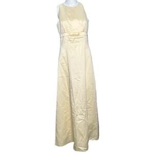 Vintage Scott McClintock Millennium 2000 Satin Dress Sz 4 Butter Yellow Gown